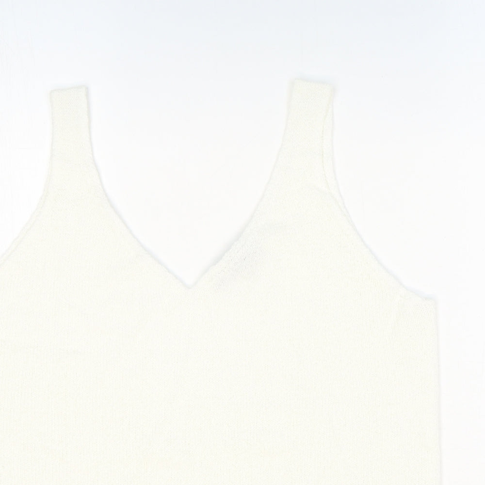 ESMARA Womens White V-Neck Acrylic Vest Jumper Size 12