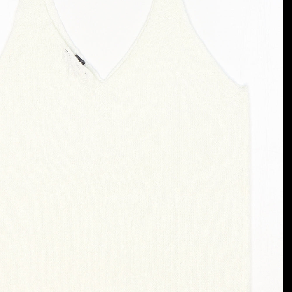 ESMARA Womens White V-Neck Acrylic Vest Jumper Size 12