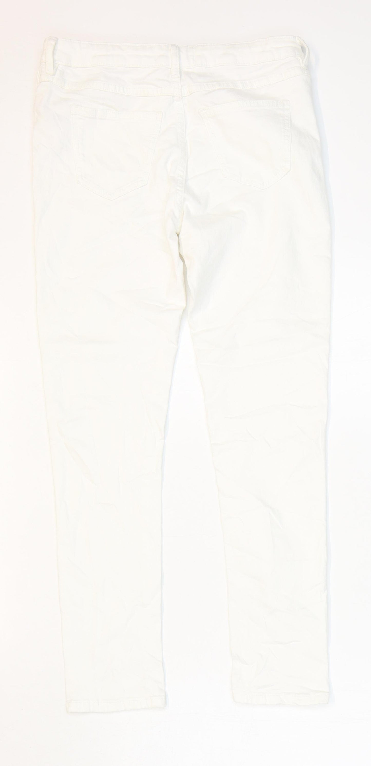 Marks and Spencer Girls White Cotton Skinny Jeans Size 12-13 Years L27 in Regular Zip