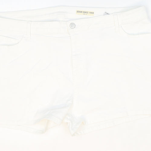 Marks and Spencer Womens White Cotton Boyfriend Shorts Size 22 Regular Zip
