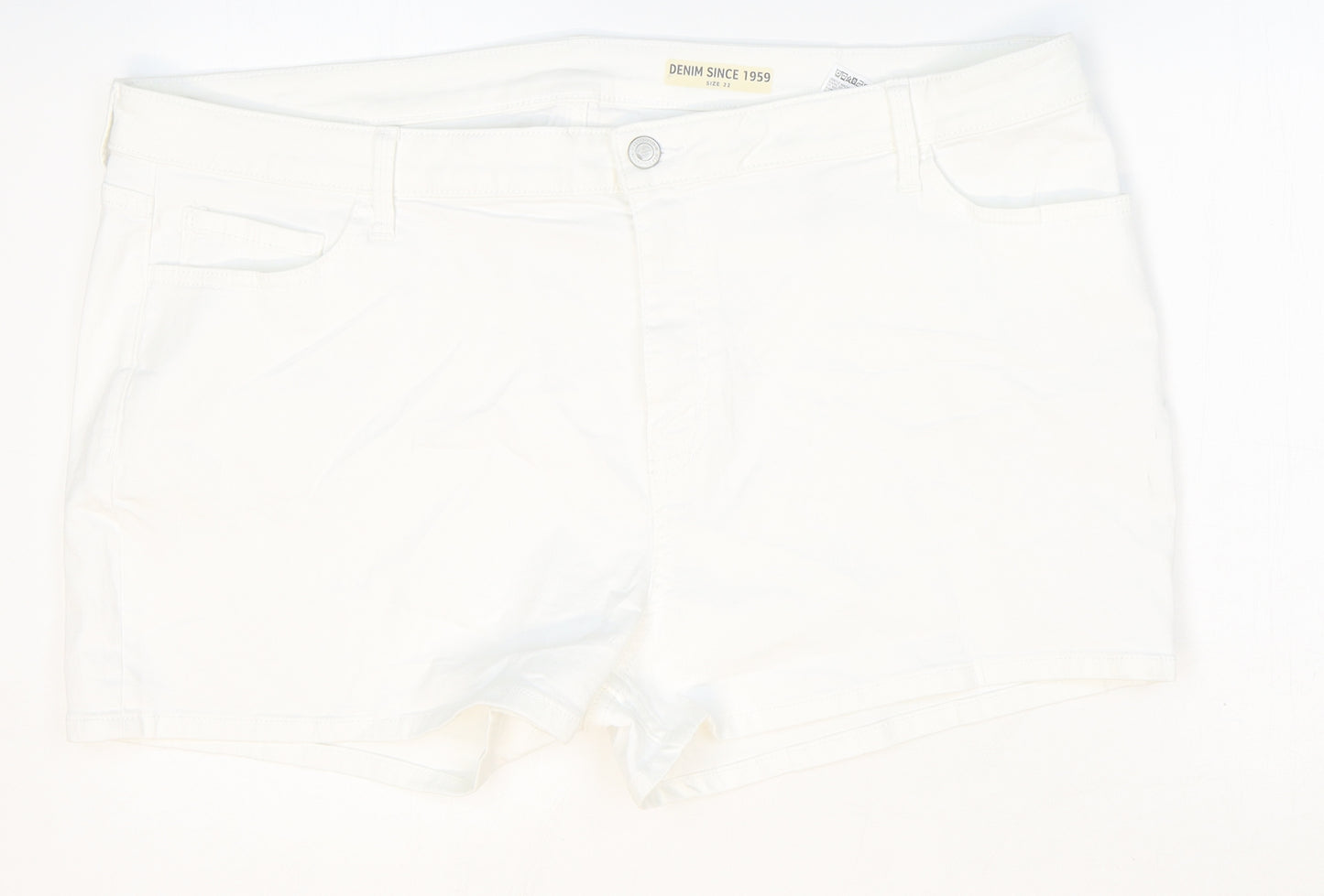 Marks and Spencer Womens White Cotton Boyfriend Shorts Size 22 Regular Zip