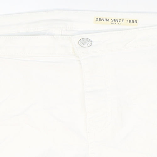 Marks and Spencer Womens White Cotton Boyfriend Shorts Size 22 Regular Zip
