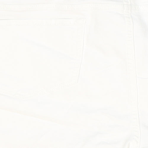 Marks and Spencer Womens White Cotton Boyfriend Shorts Size 22 Regular Zip