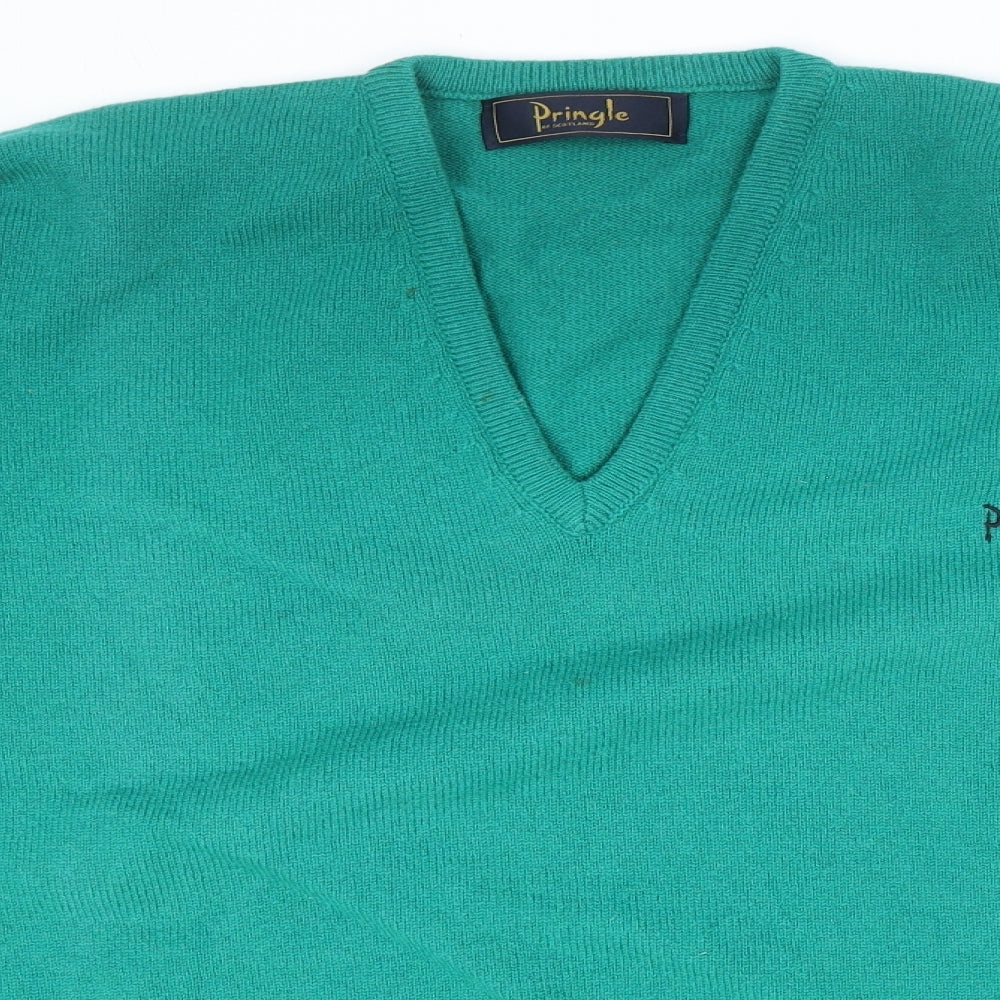 Pringle Mens Green V-Neck Wool Pullover Jumper Size Big 2X