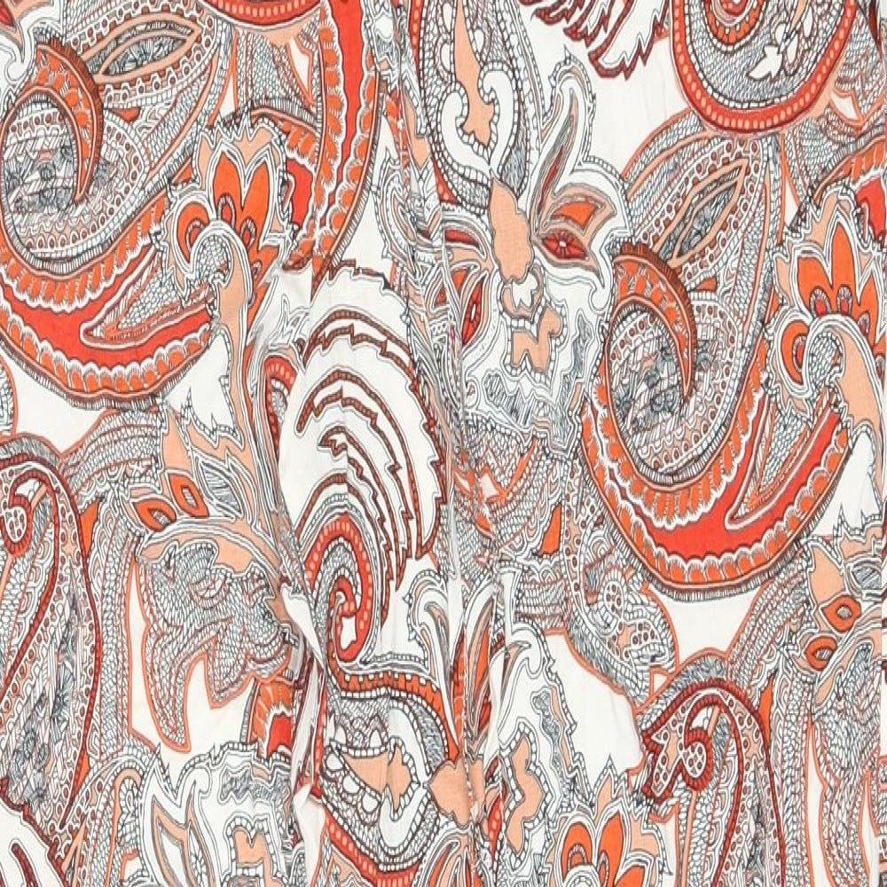 F&F Womens Orange Paisley Viscose Trousers Size 14 L27 in Regular Drawstring