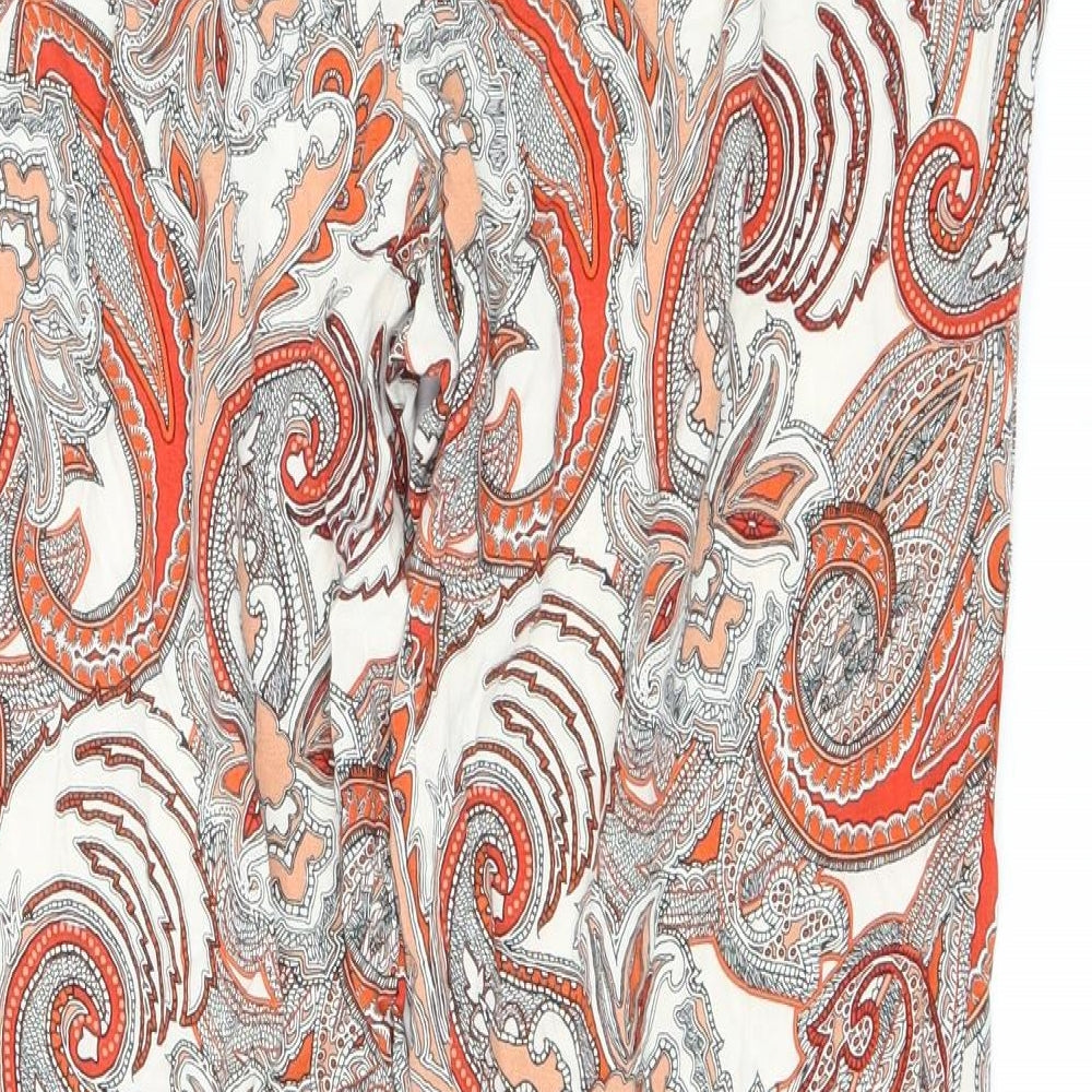F&F Womens Orange Paisley Viscose Trousers Size 14 L27 in Regular Drawstring