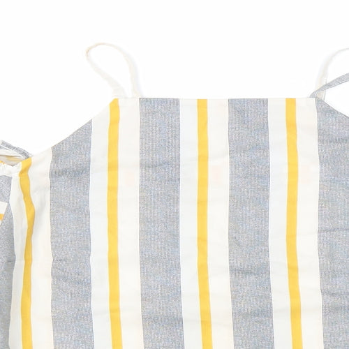 Select Womens Yellow Striped Polyester Basic Blouse Size 6 Square Neck - Cold shoulder