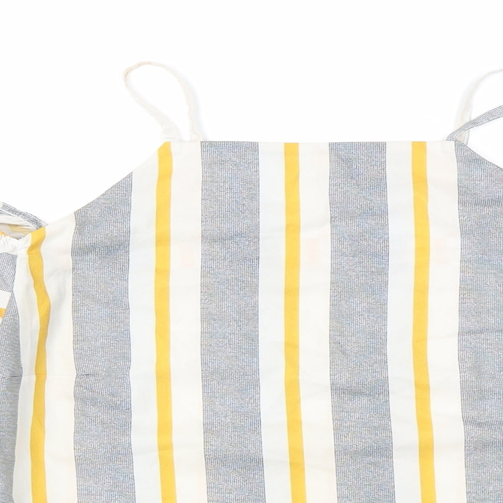 Select Womens Yellow Striped Polyester Basic Blouse Size 6 Square Neck - Cold shoulder