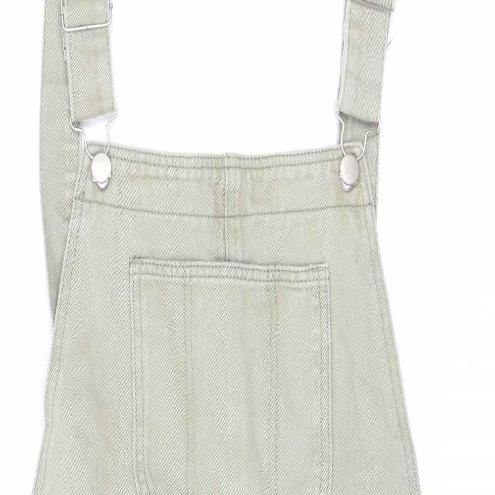 Boohoo Womens Green Cotton Dungaree Shorts Shorts Size 12 Regular Button
