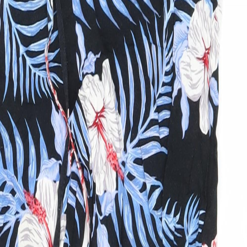 Primark Womens Black Floral Viscose Trousers Size 4 L26 in Regular Drawstring