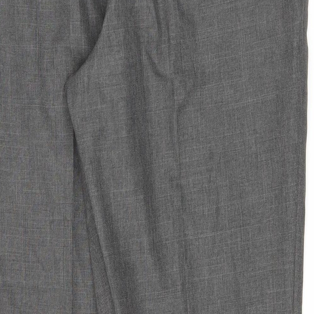 Marks and Spencer Mens Grey Polyester Trousers Size 40 in L28 in Regular Zip