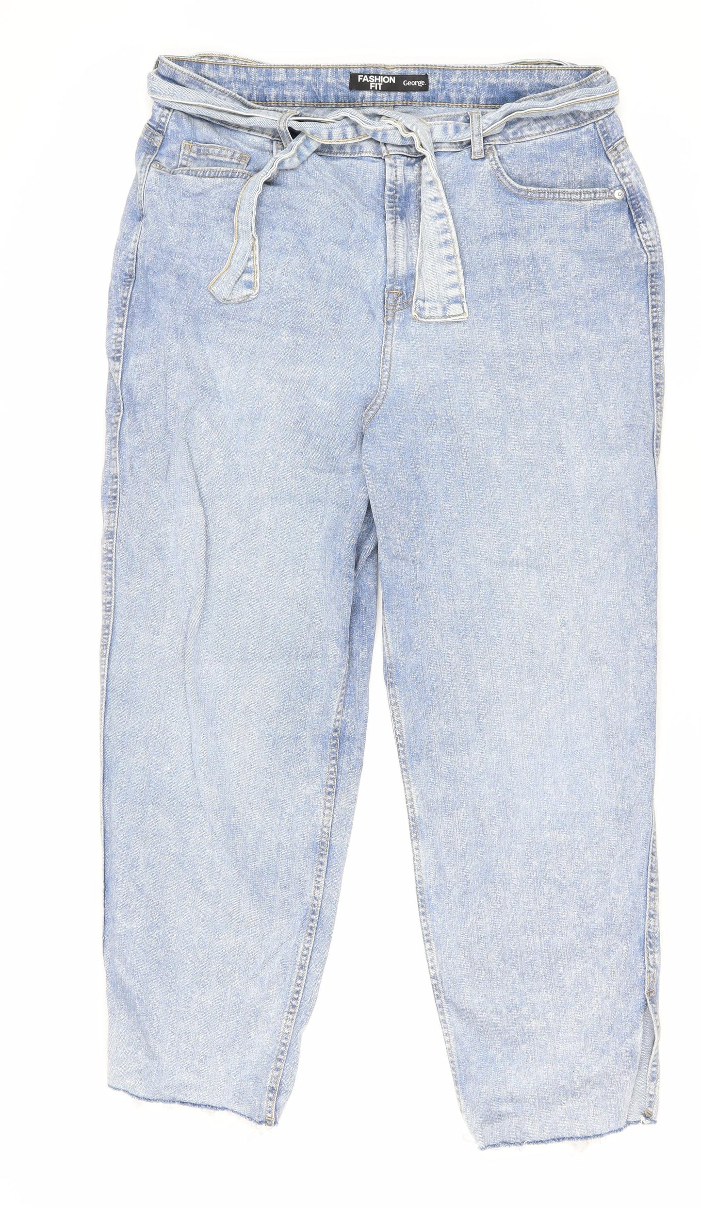 George Womens Blue Cotton Tapered Jeans Size 16 L26 in Regular Zip