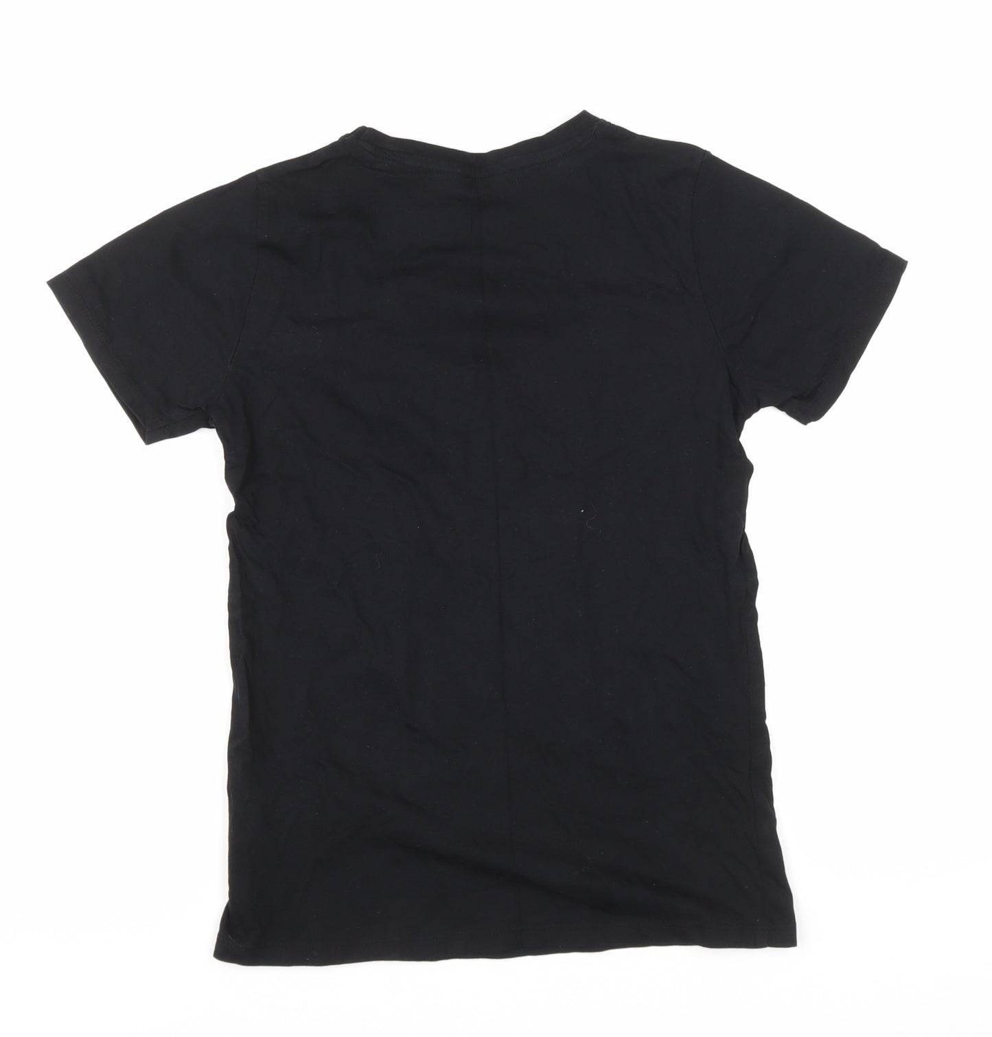 New Look Womens Black Cotton Basic T-Shirt Size 6 Round Neck - Jingle all the way