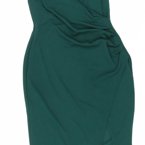 PRETTYLITTLETHING Womens Green Polyester Tank Dress Size 16 V-Neck Pullover