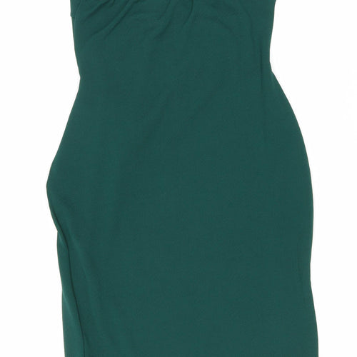 PRETTYLITTLETHING Womens Green Polyester Tank Dress Size 16 V-Neck Pullover
