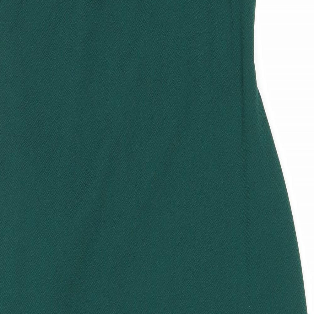 PRETTYLITTLETHING Womens Green Polyester Tank Dress Size 16 V-Neck Pullover