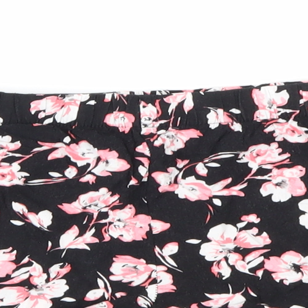 Primark Womens Black Floral Viscose Hot Pants Shorts Size L Regular Drawstring