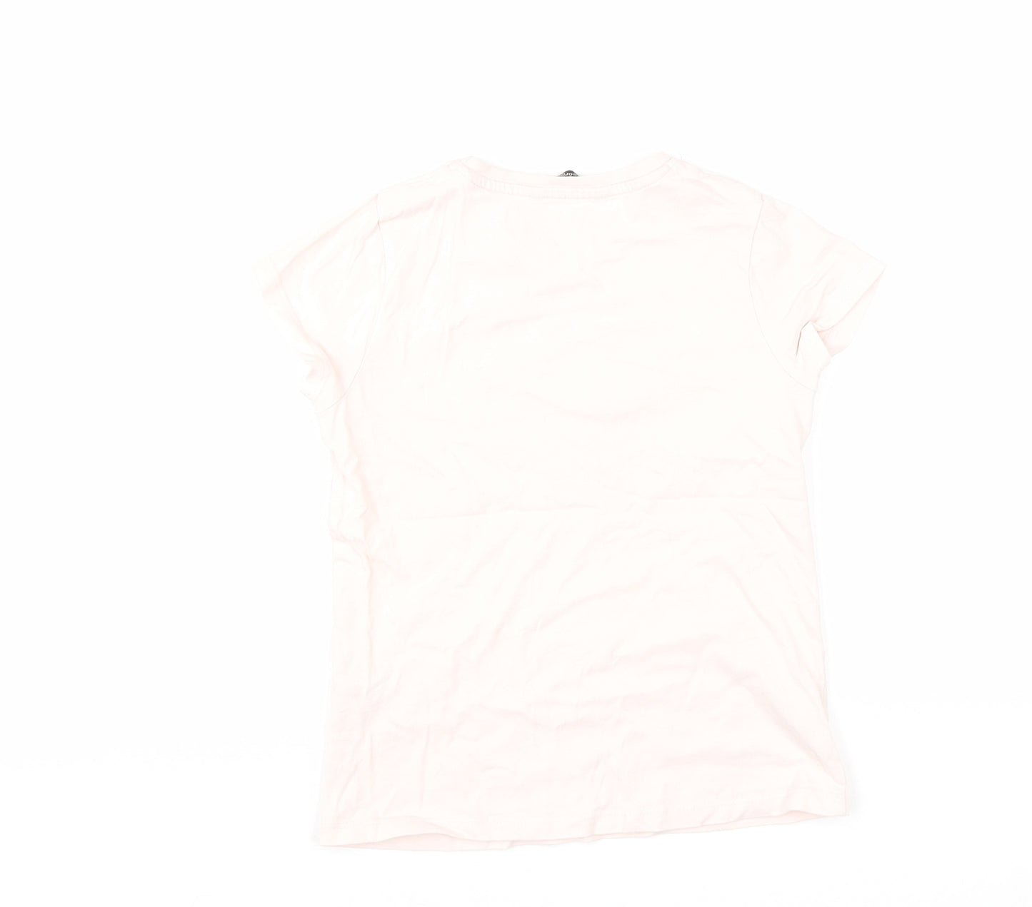 George Girls Pink Cotton Basic T-Shirt Size 8-9 Years Round Neck Pullover - Flower