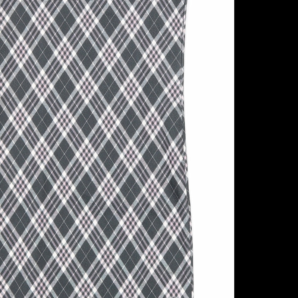 Matalan Girls Grey Plaid Polyester Tank Dress Size 10 Years Square Neck Pullover