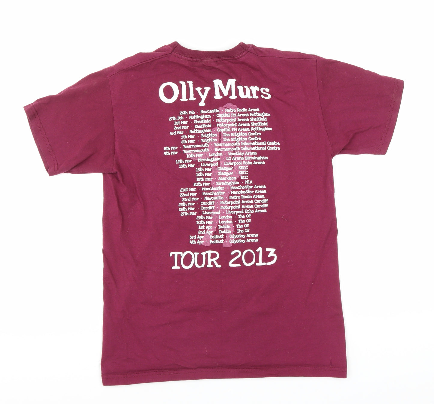 Fruit of the Loom Womens Purple Cotton Basic T-Shirt Size S Round Neck - Olly Murs 2013 Tour