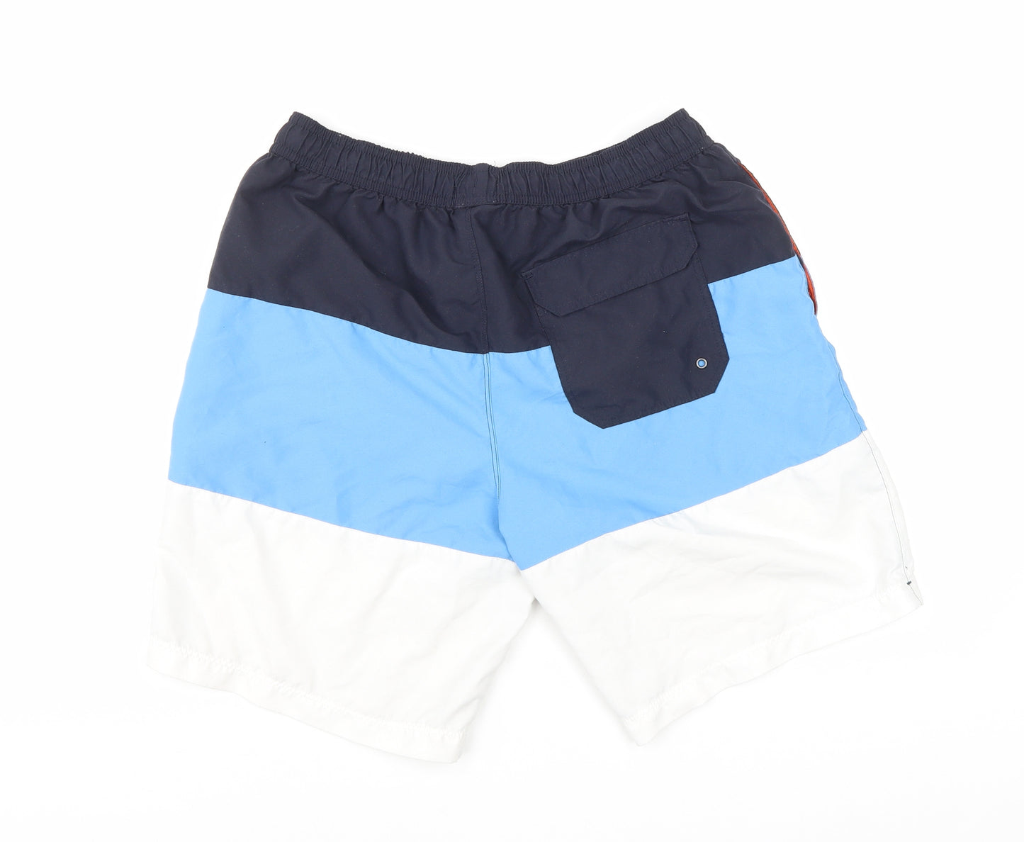 NEXT Mens Blue Striped Polyester Sweat Shorts Size M L9 in Regular Drawstring - Swim Shorts