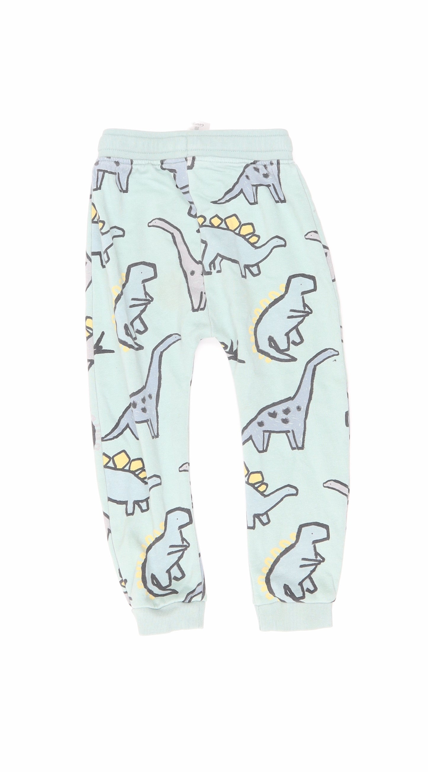 George Boys Green Geometric Cotton Jogger Trousers Size 3-4 Years Regular Drawstring - Dinosaur Print