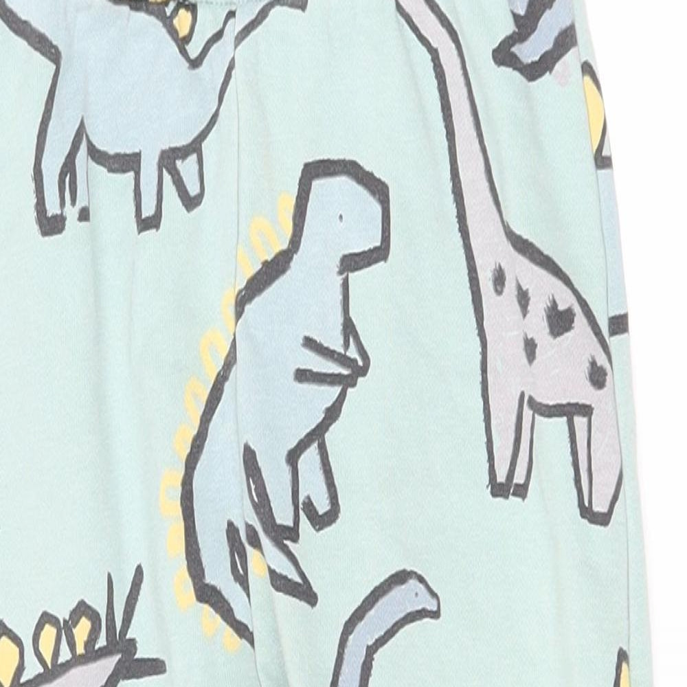 George Boys Green Geometric Cotton Jogger Trousers Size 3-4 Years Regular Drawstring - Dinosaur Print