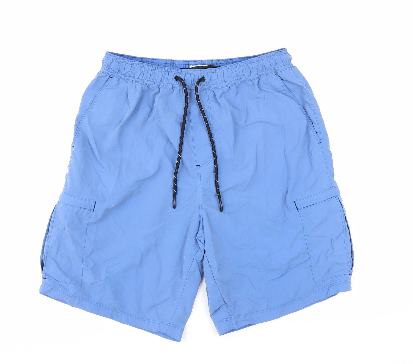 NEXT Mens Blue Polyester Sweat Shorts Size M L8 in Regular Drawstring - Swim Shorts