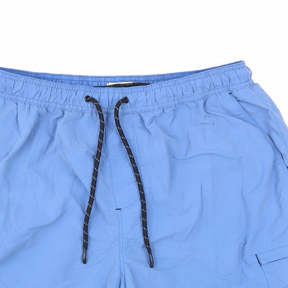 NEXT Mens Blue Polyester Sweat Shorts Size M L8 in Regular Drawstring - Swim Shorts
