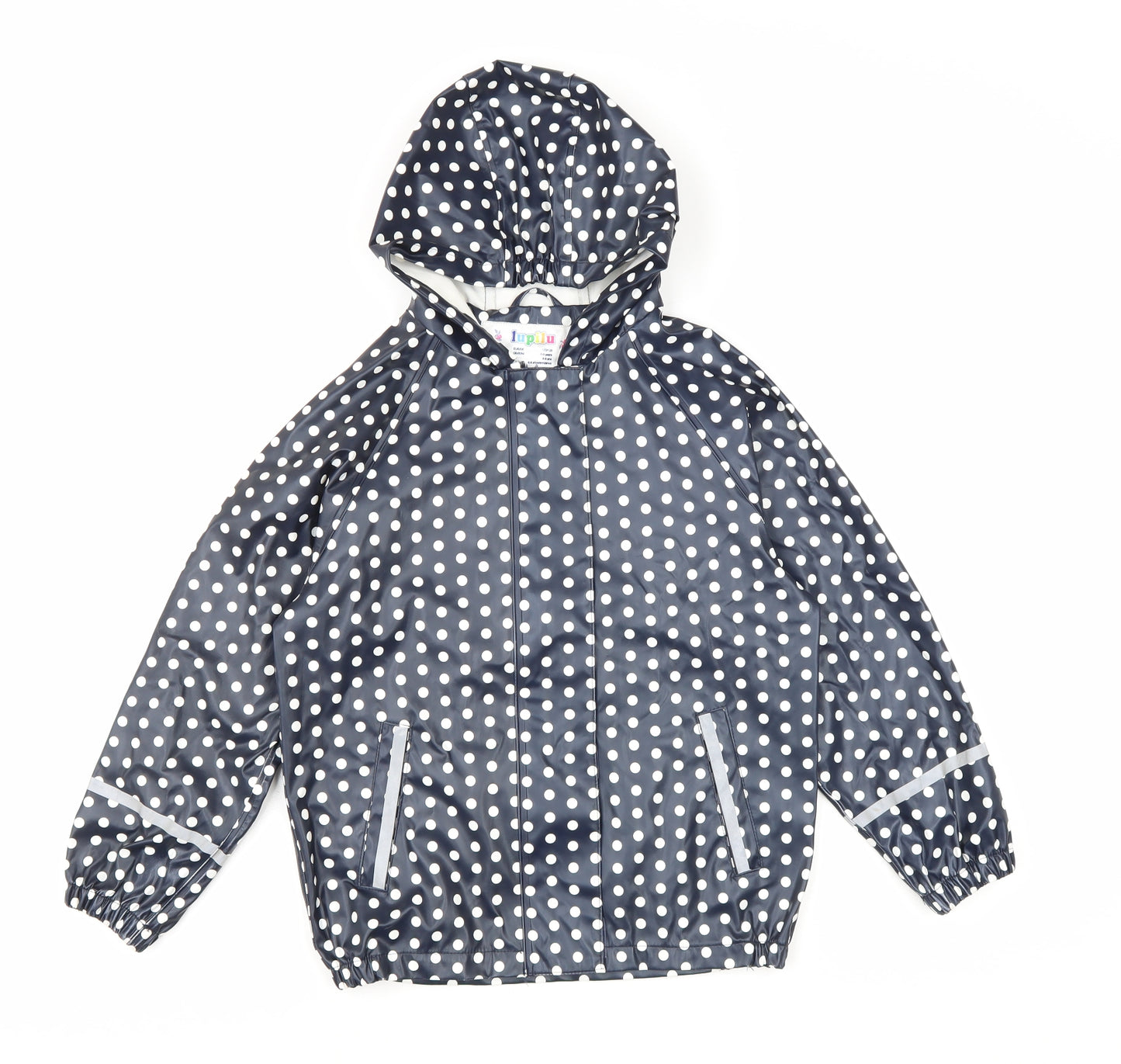 Lupilu Girls Black Polka Dot Rain Coat Coat Size 6-7 Years Zip