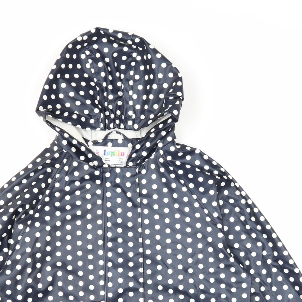 Lupilu Girls Black Polka Dot Rain Coat Coat Size 6-7 Years Zip