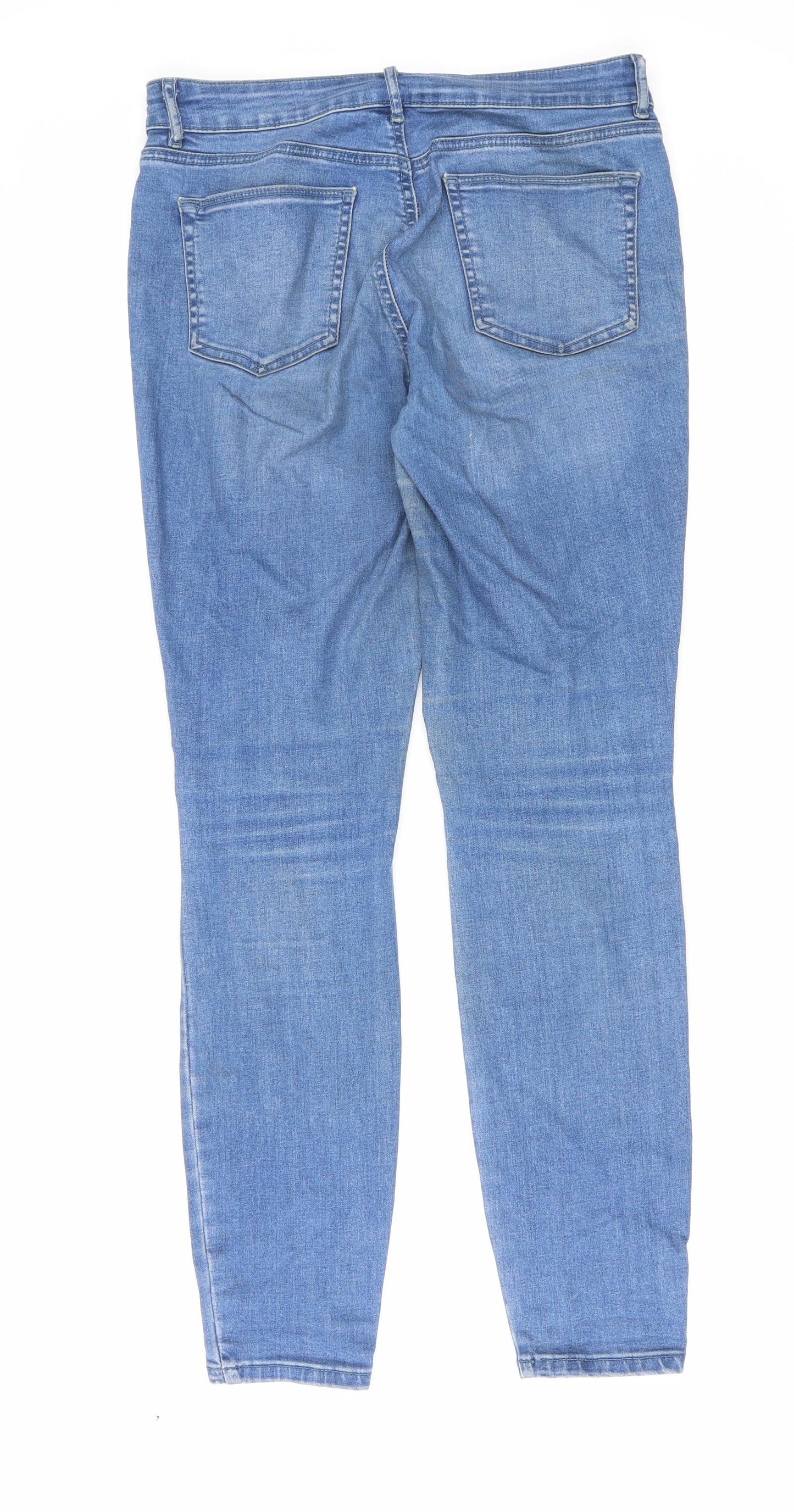 TU Womens Blue Cotton Skinny Jeans Size 12 L29 in Regular Zip