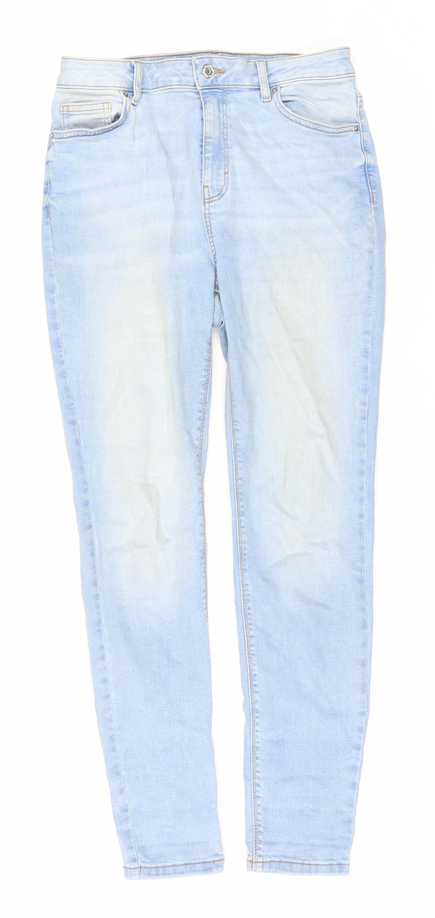 Primark Womens Blue Cotton Skinny Jeans Size 12 L28 in Regular Zip