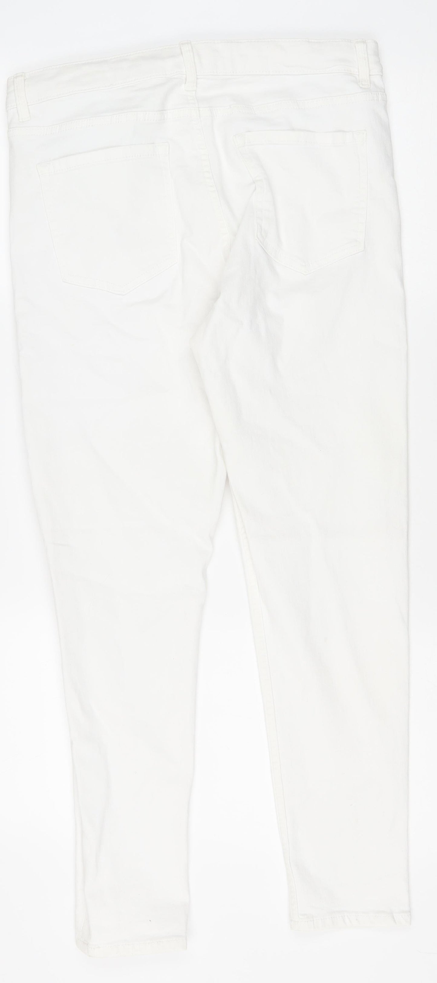 Marks and Spencer Womens White Cotton Skinny Jeans Size 14 L26 in Regular Zip