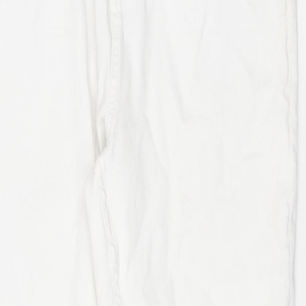 Marks and Spencer Womens White Cotton Skinny Jeans Size 14 L26 in Regular Zip