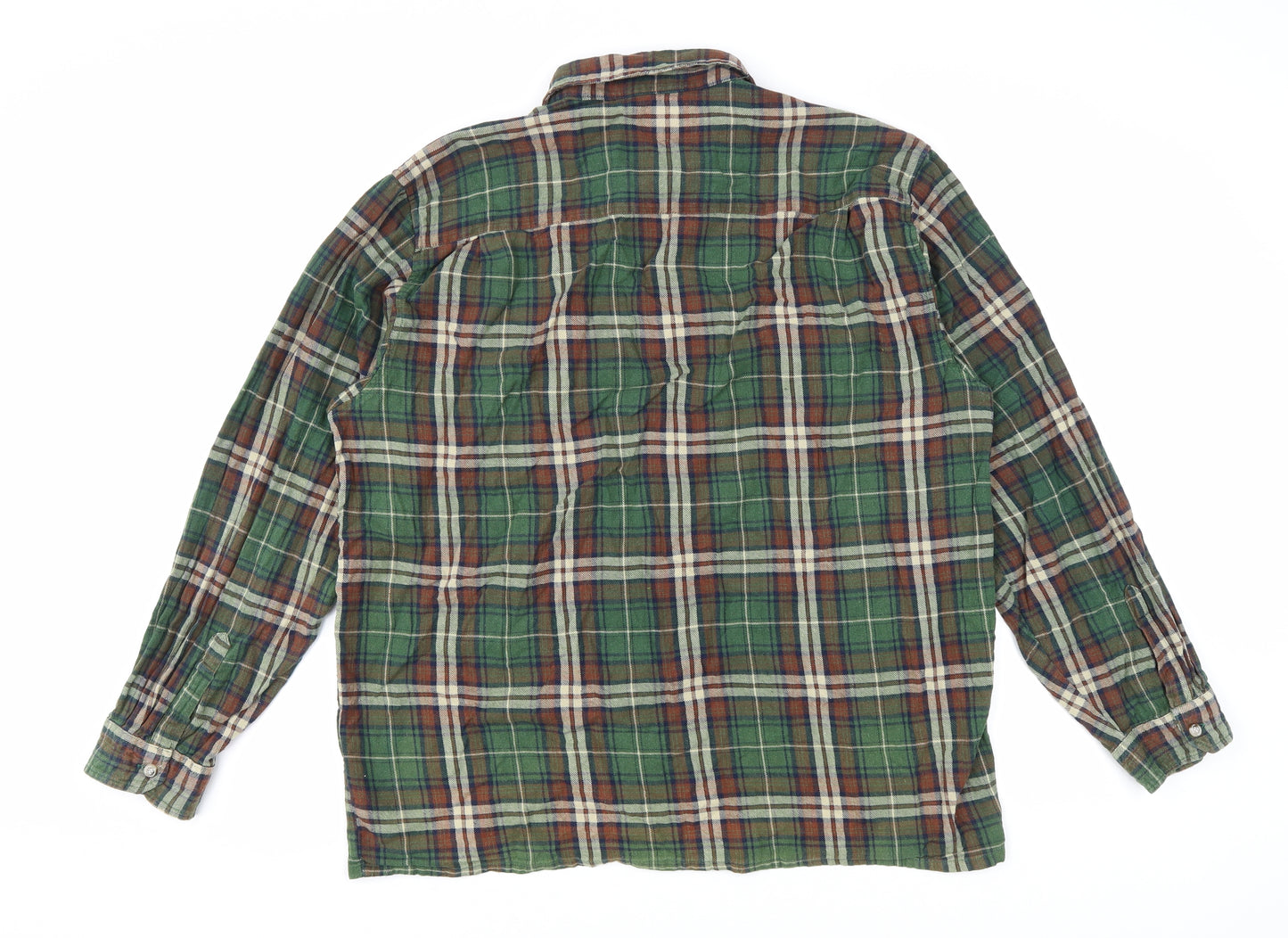Champion Mens Green Plaid Cotton Button-Up Size 2XL Collared Button