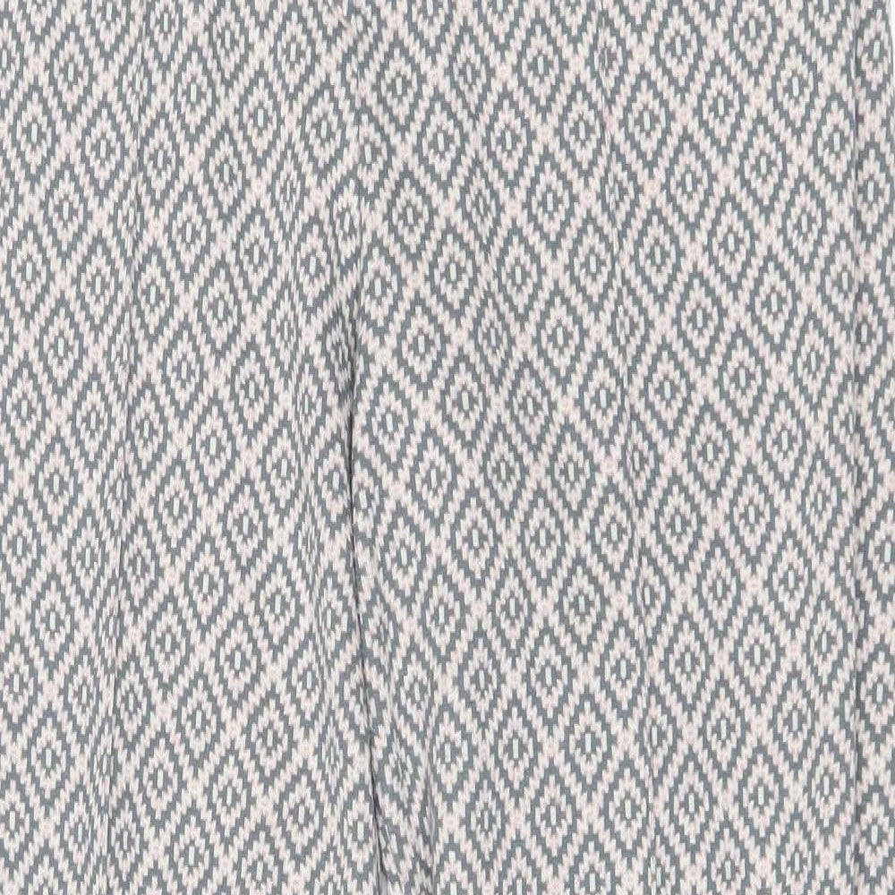 NEXT Womens Grey Geometric Polyester Pedal Pusher Trousers Size 14 L27 in Regular Drawstring