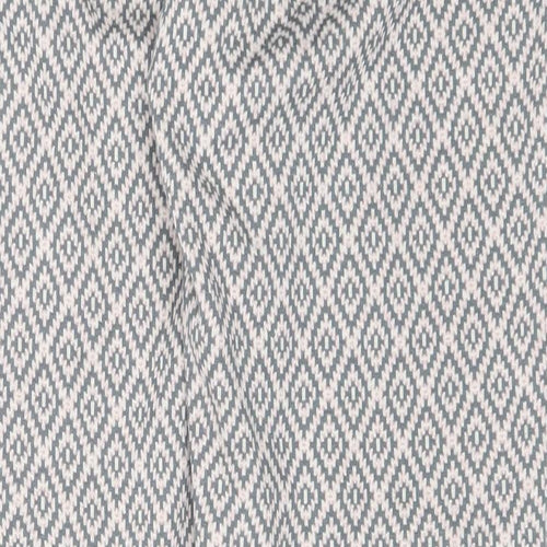 NEXT Womens Grey Geometric Polyester Pedal Pusher Trousers Size 14 L27 in Regular Drawstring