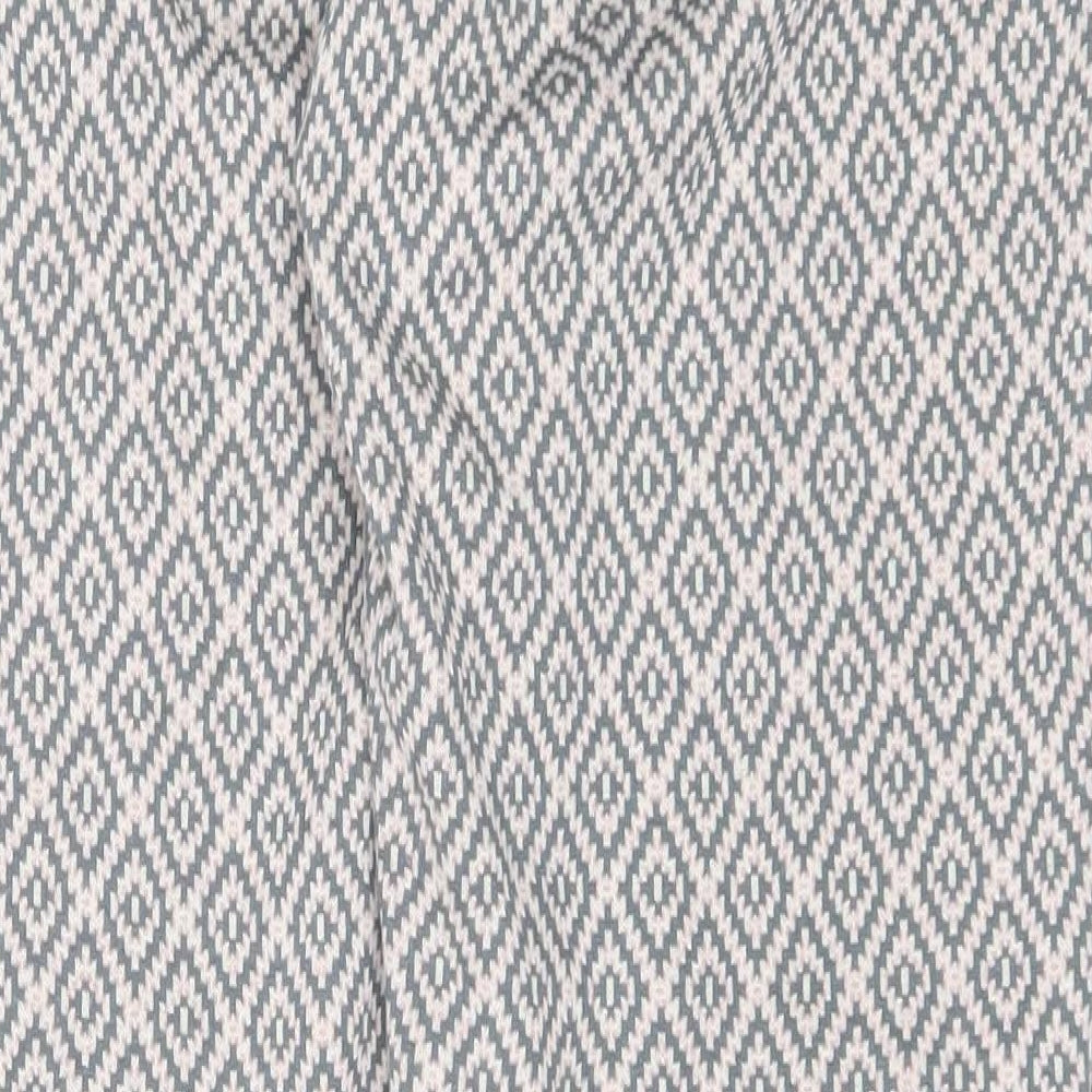 NEXT Womens Grey Geometric Polyester Pedal Pusher Trousers Size 14 L27 in Regular Drawstring