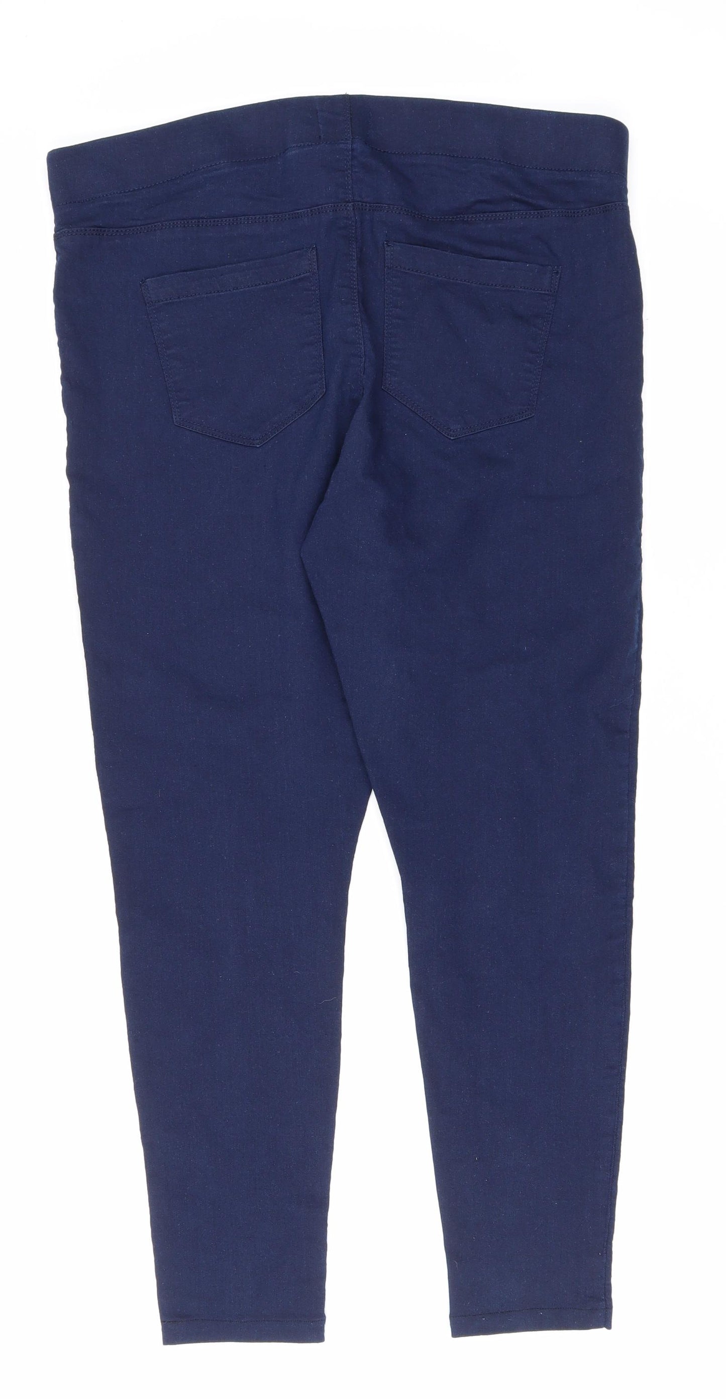 Matalan Womens Blue Cotton Jegging Trousers Size 16 L25 in Regular Drawstring