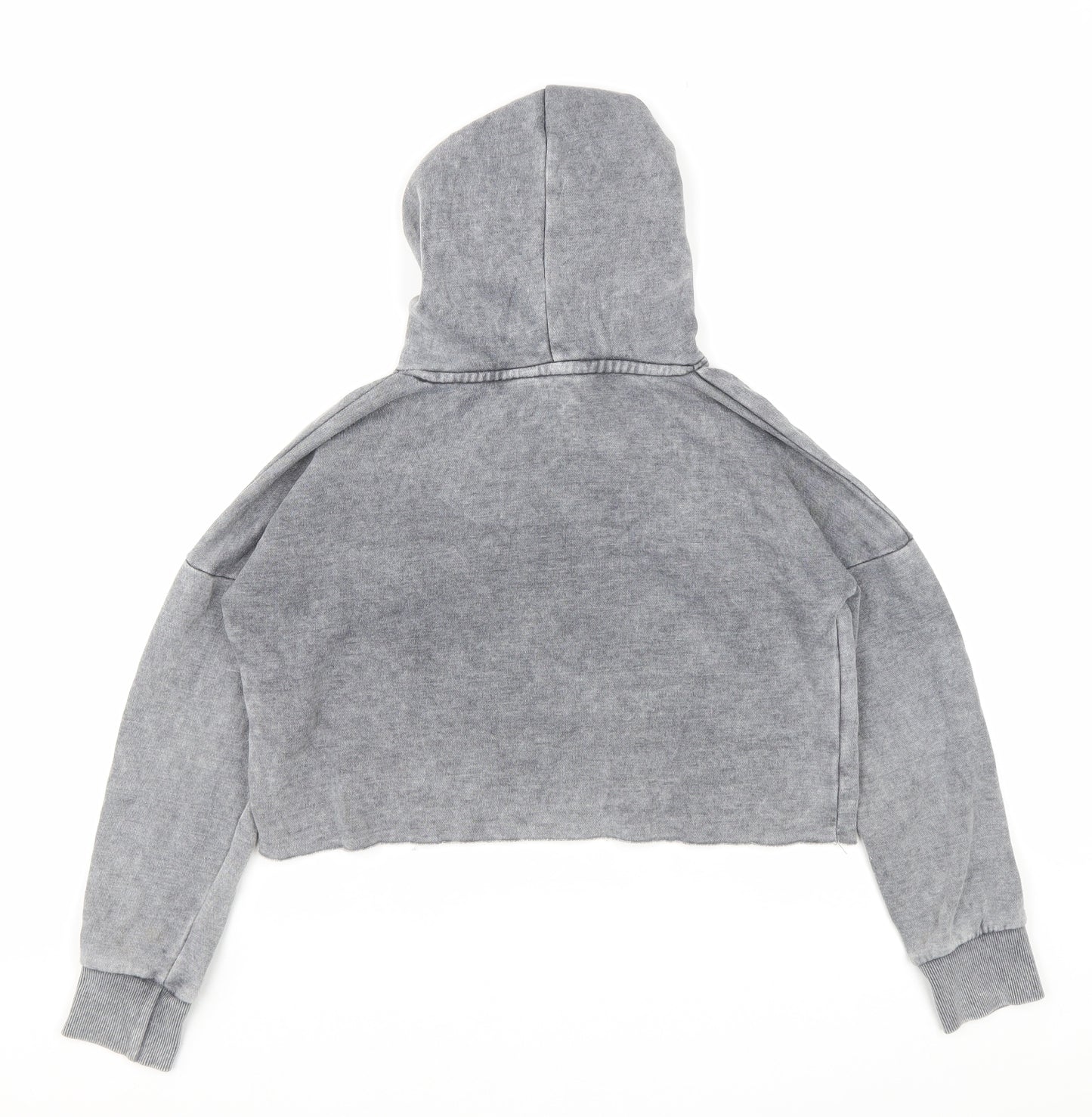 New Look Girls Grey Cotton Pullover Hoodie Size 9 Years Pullover - Cropped