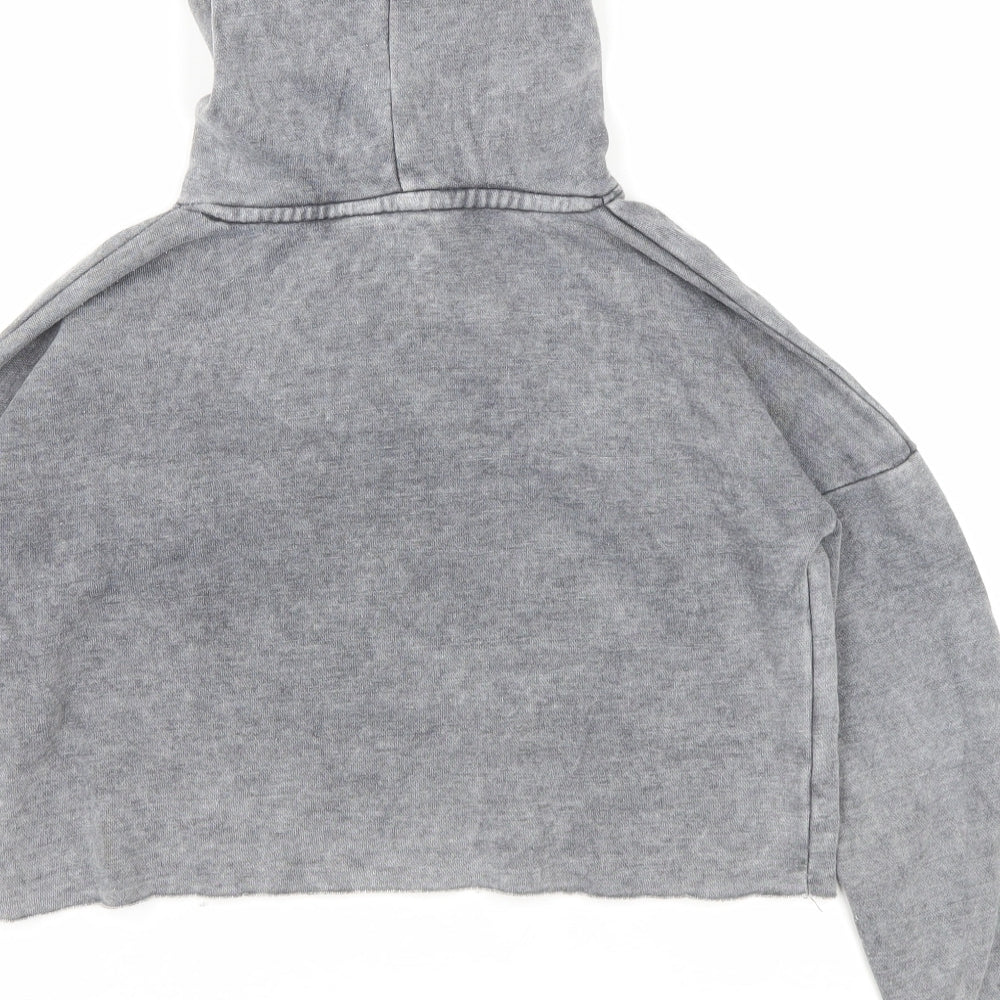 New Look Girls Grey Cotton Pullover Hoodie Size 9 Years Pullover - Cropped