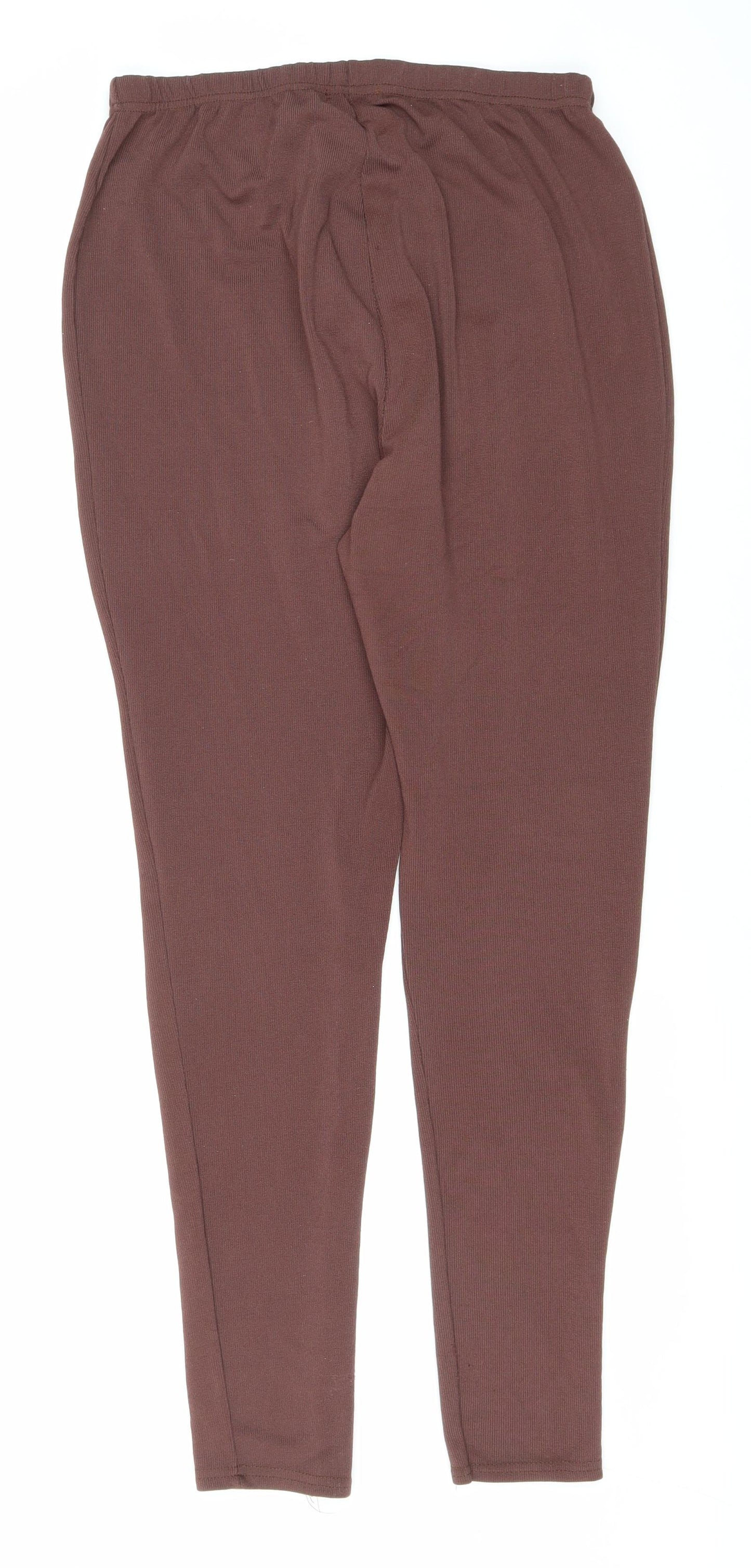 PRETTYLITTLETHING Womens Brown Polyester Trousers Size 16 L29 in Regular Lace Up