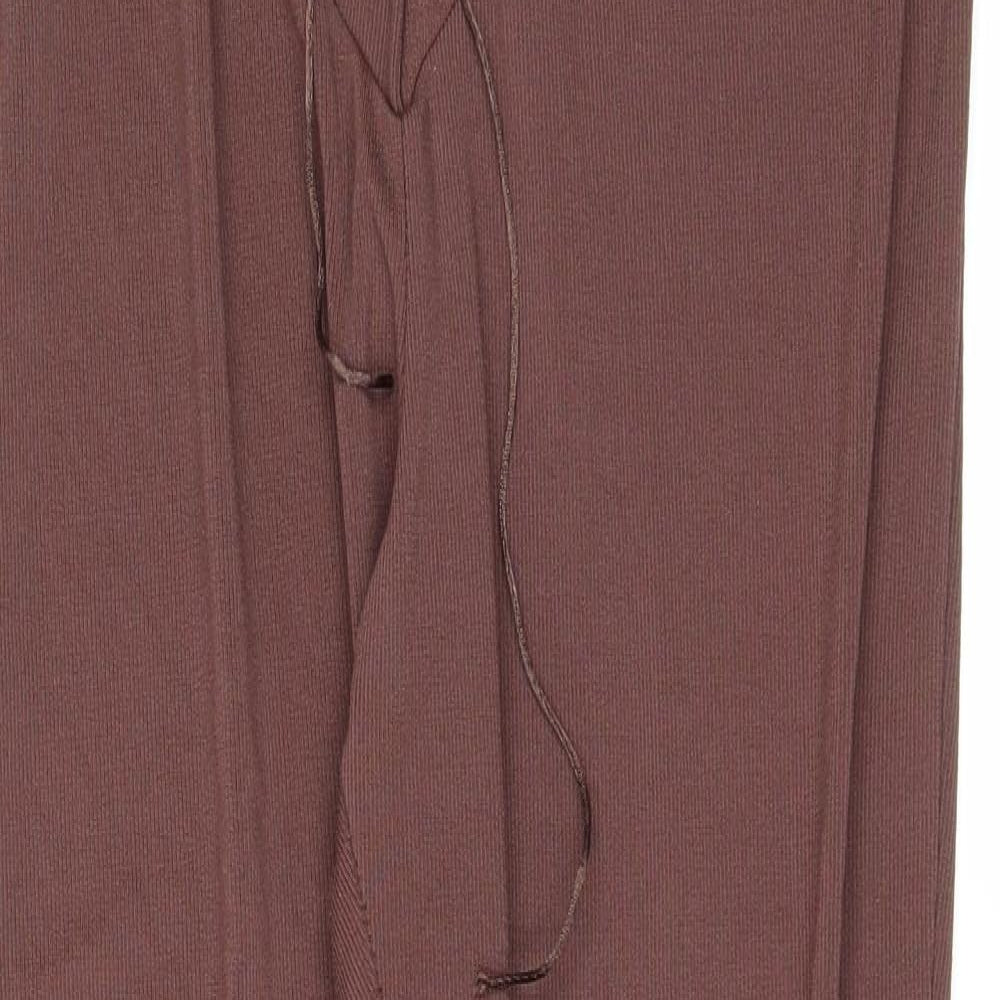 PRETTYLITTLETHING Womens Brown Polyester Trousers Size 16 L29 in Regular Lace Up