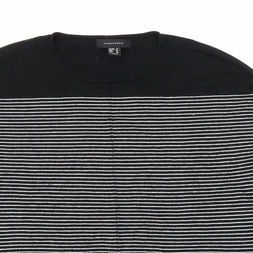Atmosphere Womens Black Round Neck Striped Polyamide Pullover Jumper Size 14