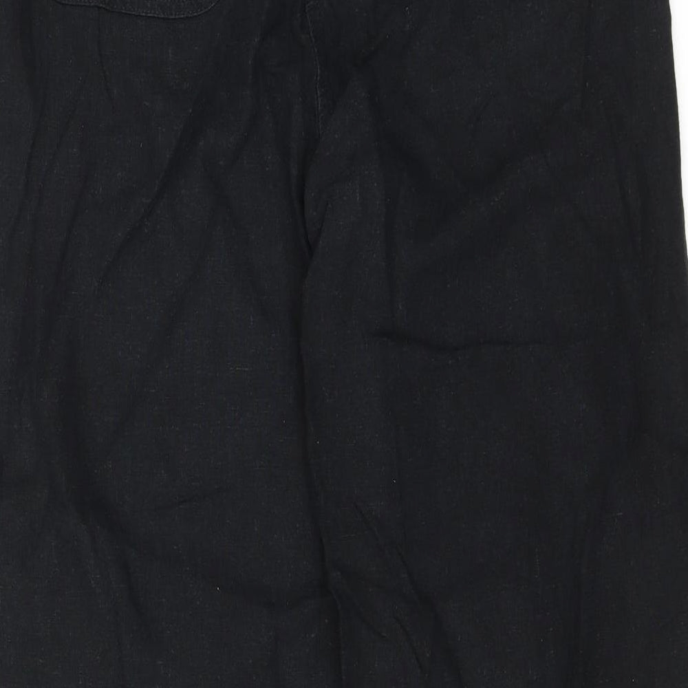 Matalan Womens Black Linen Trousers Size 14 L28 in Regular Zip