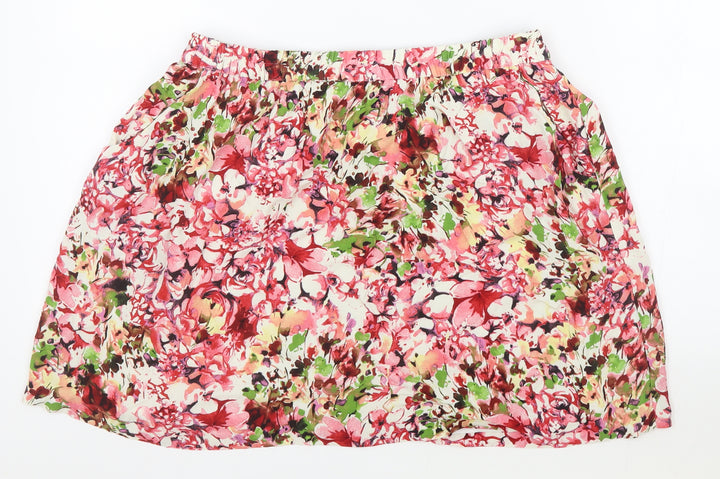 Spirit Womens Pink Floral Viscose Flare Skirt Size 14