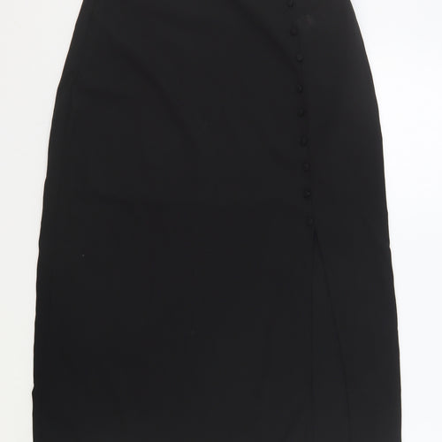 Nasty Gal Womens Black Polyester Straight & Pencil Skirt Size 10 Zip - Slit bottom of dress on back.