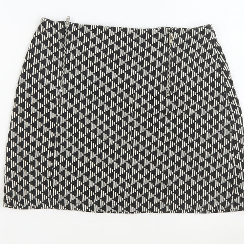 New Look Womens Blue Geometric Polyester Straight & Pencil Skirt Size 8 - Thick Skirt
