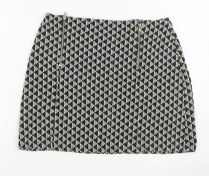 New Look Womens Blue Geometric Polyester Straight & Pencil Skirt Size 8 - Thick Skirt